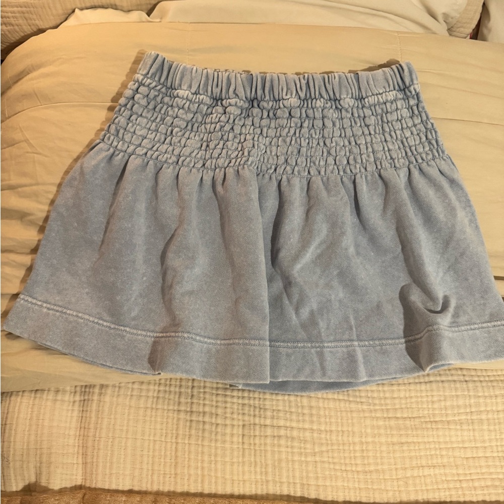 aerie Light Blue Smocked Mini Skirt